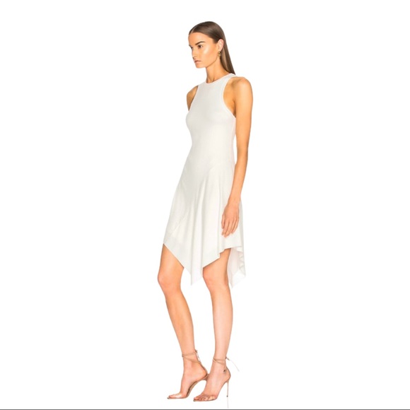 NWT A.L.C. White High neck asymmetric ribbed Bea Dress - Picture 2 of 12